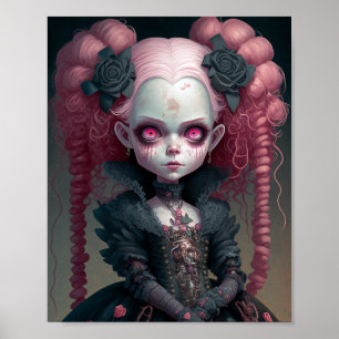 Goth Girl Pink Black Creepy Niedlich Poster