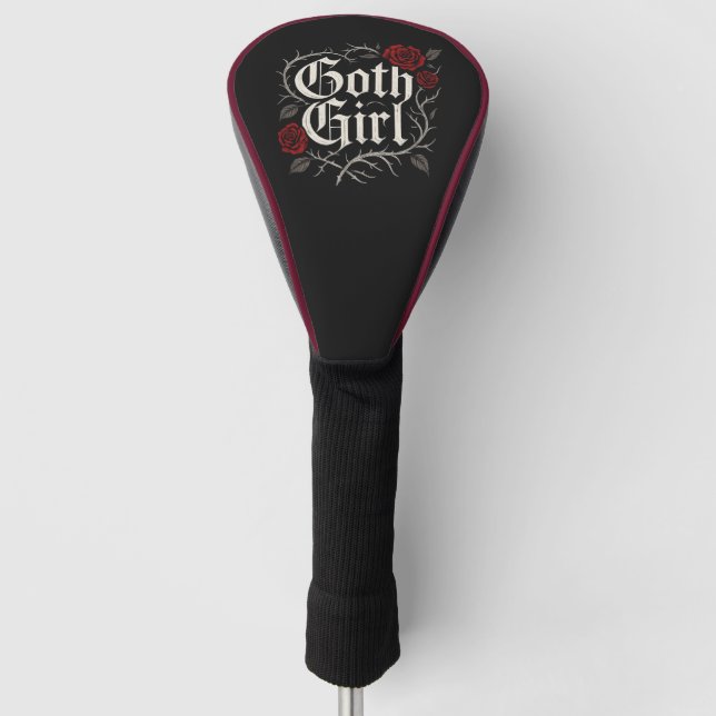 Goth Girl Rote Rose Blumenstrauch Golf Headcover (Vorderseite)