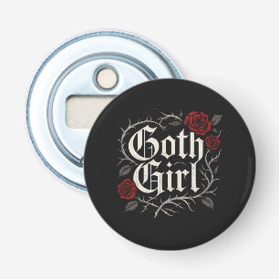 Goth Girl Rote Rose Thorns Typografie Blumengotik Flaschenöffner