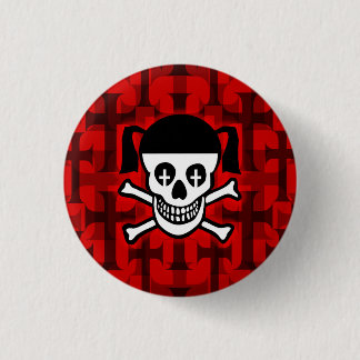 Goth Girl Skull & Crosses Button