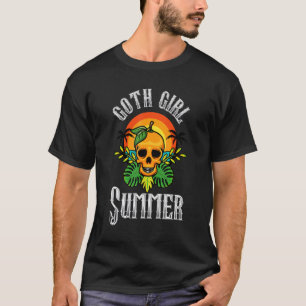 Goth Girl Summer Ästhetik Gothic Orange Skull Dar T-Shirt