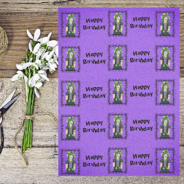 Goth Girl Tattoos Barbed Frame Purple Birthday Seidenpapier