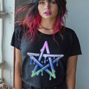 Goth Girls Gothic Pastel Goth Neon Pentagram Große Größe T-Shirt