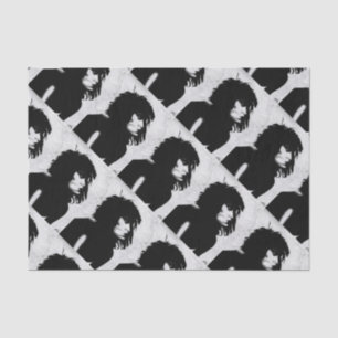 Goth Goddess Portrait Originelle Kunst Schwarz-wei Seidenpapier