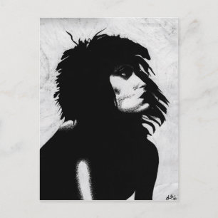 Goth Goddess Woman Portrait Iconic Fashion Art Postkarte