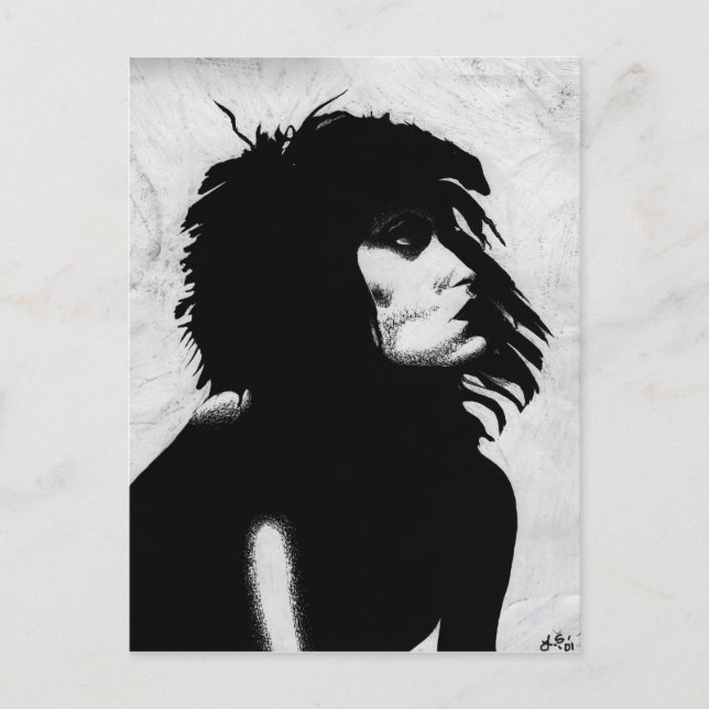 Goth Goddess Woman Portrait Iconic Fashion Art Postkarte (Vorderseite)