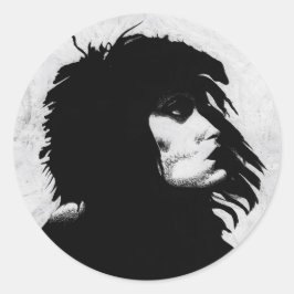 Goth Goddess Woman Portrait Iconic Fashion Art Runder Aufkleber