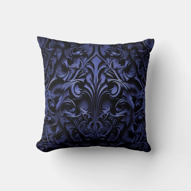 Goth Gothic Design Black & Blue Kissen (Vorderseite)