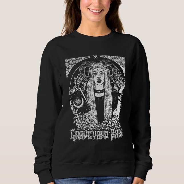 Goth Gothic Witchcraft Occult Graveyard Babe Tarot Sweatshirt (Vorderseite)