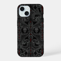 Goth-Grau-Ornament mit Totenkopf