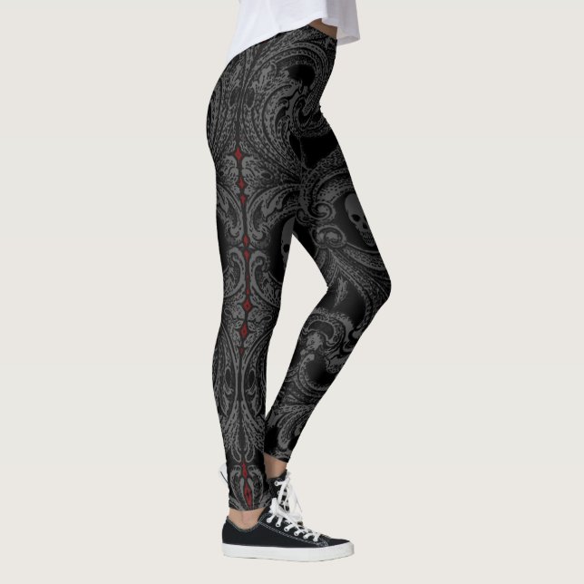 Goth Gray Ornament mit Skull Leggings (Rechts)