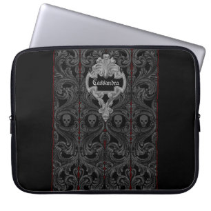 Goth Gray Ornament mit Skull Personalisiert Laptopschutzhülle