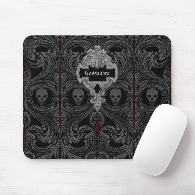 Goth Gray Ornament mit Skull Personalisiert Mousepad (Mit Mouse)