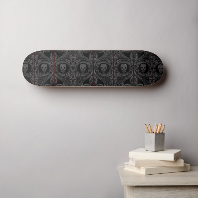 Goth Gray Ornament mit Skull Skateboard (Wandkunst (Horz))