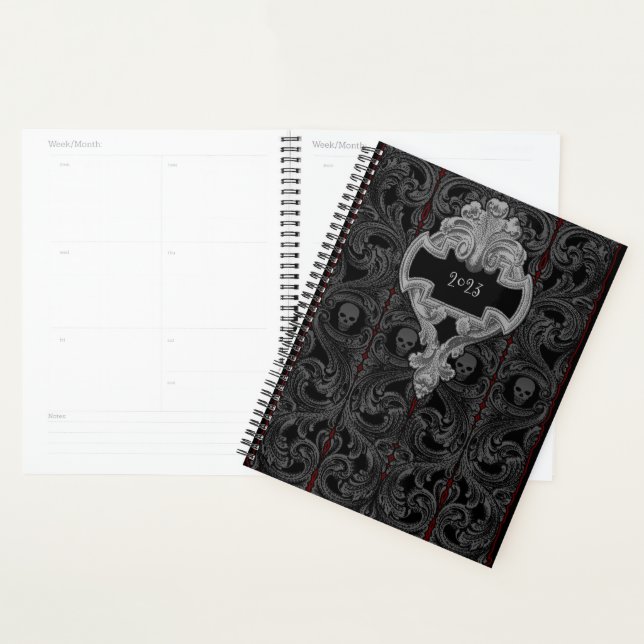Goth Gray Ornament & Skull personalisieren Planer (Anzeige)