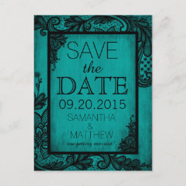 Goth Grunge Lace Save the Date Ankündigungspostkarte