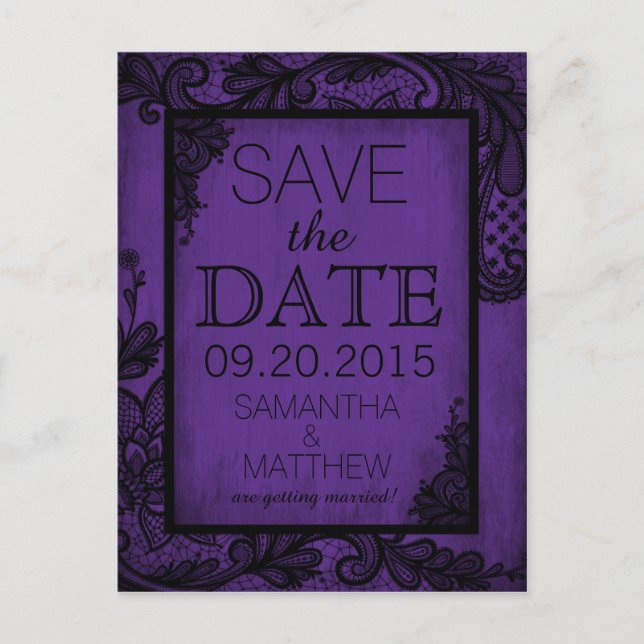 Goth Grunge Lace Save the Date Ankündigungspostkarte (Vorderseite)