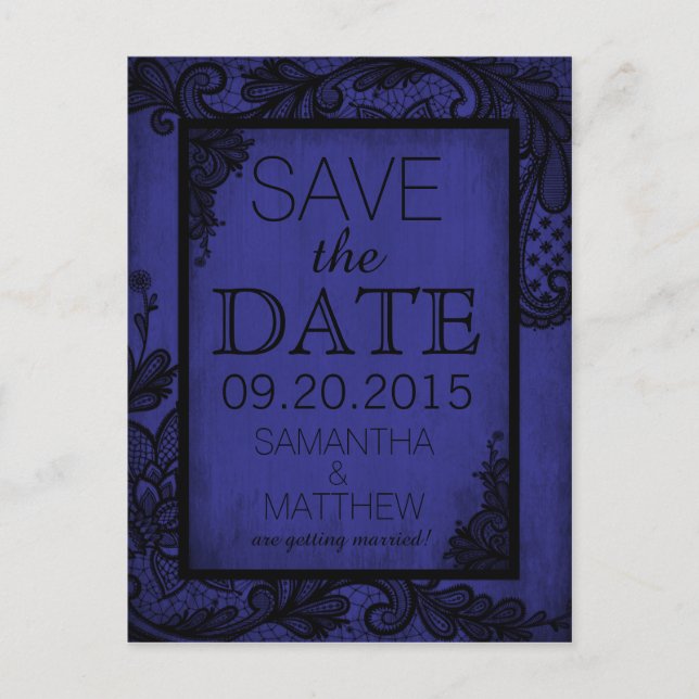 Goth Grunge Lace Save the Date Ankündigungspostkarte (Vorderseite)