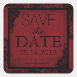 Goth Grunge Lace Save the Date Label Quadratischer Aufkleber