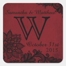 Goth Grunge Lace Wedding Geschenketikett Quadratischer Aufkleber