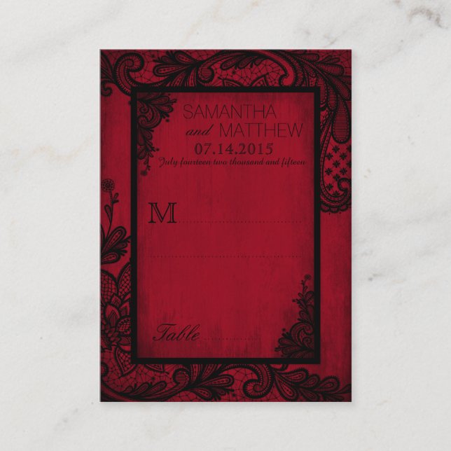 Goth Grunge Lace Wedding Platzkarten (Vorderseite)