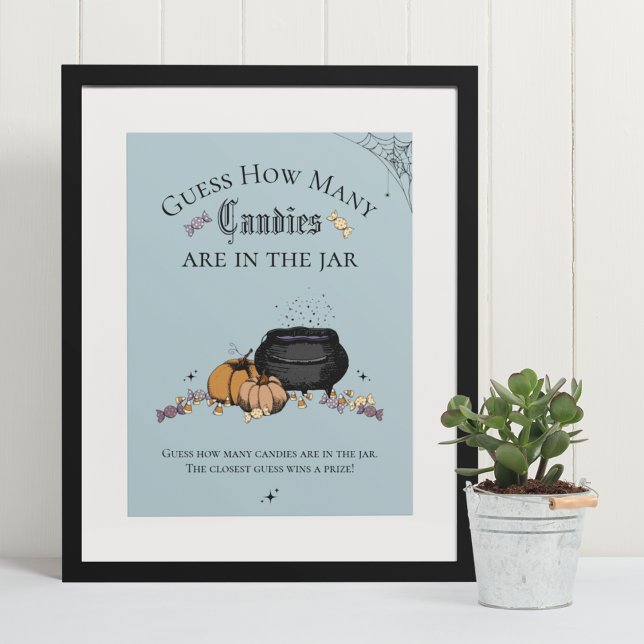 Goth Guess Wie viele Candies Baby Duschgame Poster (Elegant & Whimsical Gothic Baby Shower Game Poster. Frame Not Included. Hand-Drawn Illustrations.)