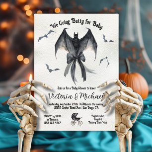 Goth Halloween Bat Black Bow Baby Dusche Einladung