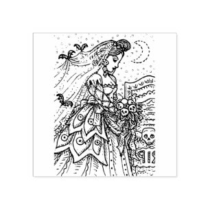 GOTH HALLOWEEN BRIDE, BVT VEIL, BOUQUET DER SKULLS GUMMISTEMPEL