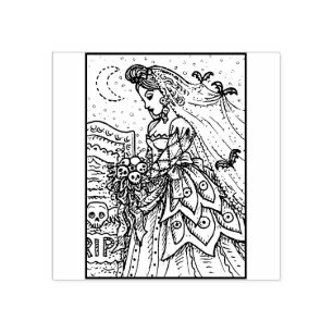 GOTH HALLOWEEN BRIDE, BVT VEIL, BOUQUET DER SKULLS GUMMISTEMPEL