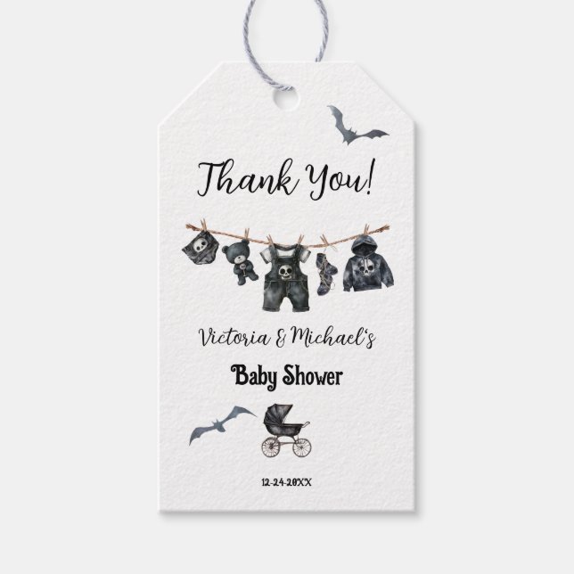 Goth Halloween Clothesline Baby Dusche Geschenkanhänger (Vorderseite)