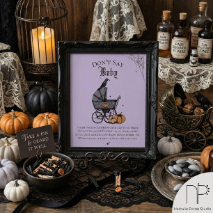 Goth Halloween Say Baby Lila Shower Game Poster