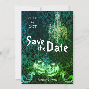 Goth Halloween Skulls Hochzeit Save The Date
