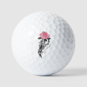 Goth Hand Skelett mit rosa Rose Toter Innen Golfball