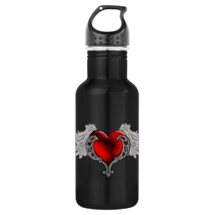 Goth Heart mit Angel Wings Edelstahlflasche