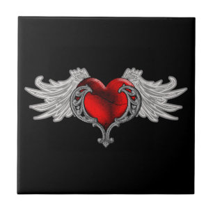 Goth Heart mit Angel Wings Fliese