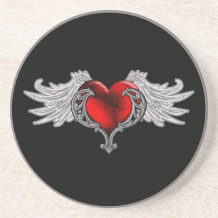 Goth Heart mit Angel Wings Getränkeuntersetzer