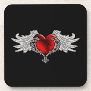 Goth Heart mit Angel Wings Getränkeuntersetzer