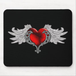 Goth Heart mit Angel Wings Mousepad
