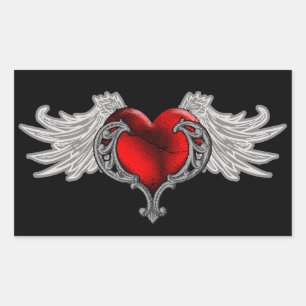 Goth Heart mit Angel Wings Rechteckiger Aufkleber