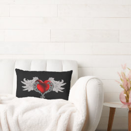 Goth Heart mit Angel Wings Throw Kissen