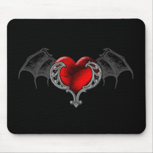 Goth Heart mit Bat Wings Mousepad