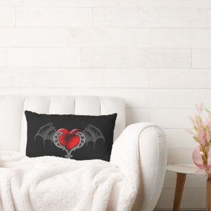 Goth Heart mit Bat Wings Throw Kissen