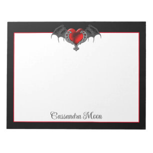 Goth Heart with Bat Wings Personalisiert Notizblock