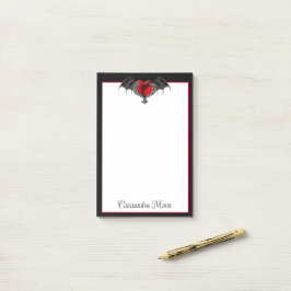 Goth Heart with Bat Wings Post-it Klebezettel