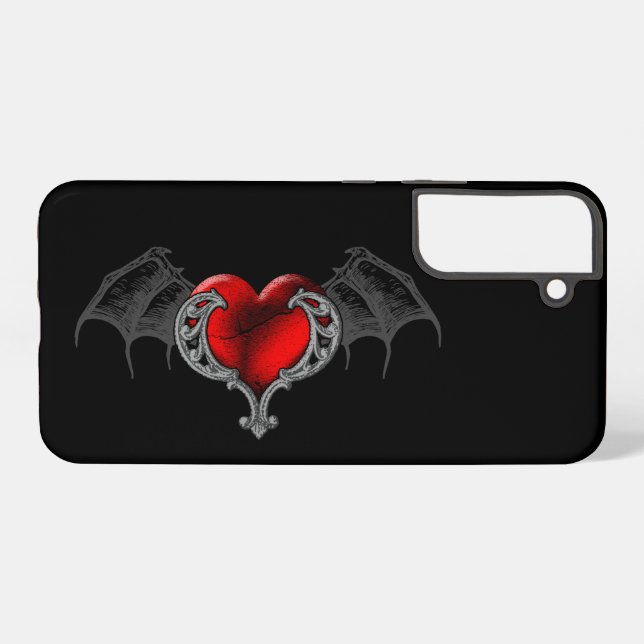 Goth Heart with Bat Wings Samsung Galaxy Hülle (Rückseite (Horizontal))