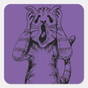 GOTH HORROR CAT DRAMA, JEMAND BEWEGTE LITTERBOX QUADRATISCHER AUFKLEBER