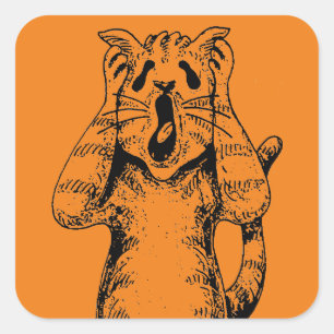 GOTH HORROR CAT DRAMA, JEMAND BEWEGTE LITTERBOX QUADRATISCHER AUFKLEBER