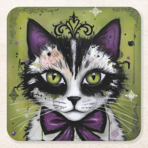 Goth-Katze Rechteckiger Pappuntersetzer