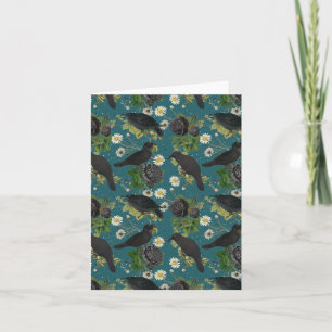 Goth Krähen & schwarze Rosen tiefblaue Muster Karte