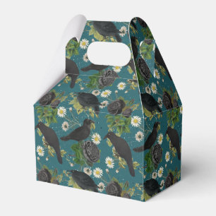 Goth Krähen & schwarze Rosen Tiefes Teal-Muster Geschenkschachtel